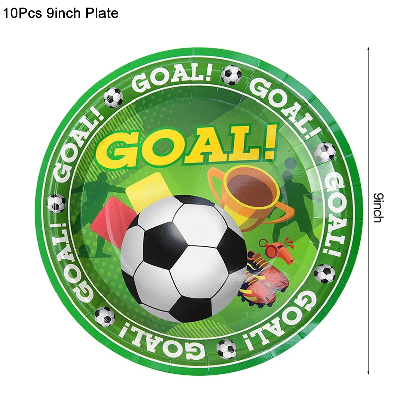 Soccer Party Tableware Set - Disposable Plates Cups Napkins Tablecloth for Kids Birthday Decorations - ZOOMNSTORE