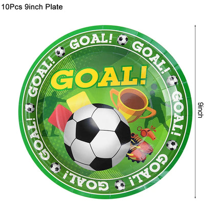 Soccer Party Tableware Set - Disposable Plates Cups Napkins Tablecloth for Kids Birthday Decorations - ZOOMNSTORE