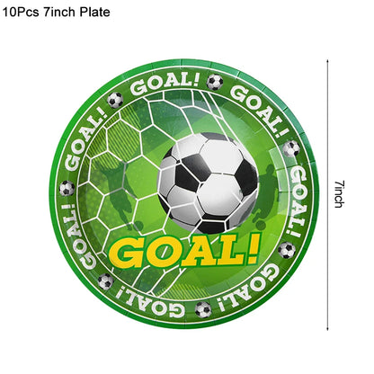 Soccer Party Tableware Set - Disposable Plates Cups Napkins Tablecloth for Kids Birthday Decorations - ZOOMNSTORE