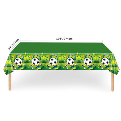 Soccer Party Tableware Set - Disposable Plates Cups Napkins Tablecloth for Kids Birthday Decorations - ZOOMNSTORE
