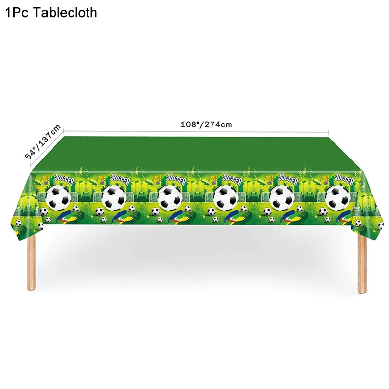 Soccer Party Tableware Set - Disposable Plates Cups Napkins Tablecloth for Kids Birthday Decorations - ZOOMNSTORE