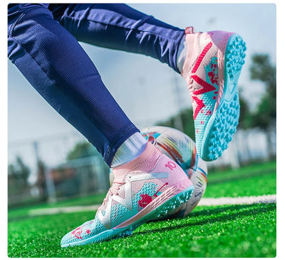 Soccer Shoes Turf – Durable High Top Football Shoes With Rubber Outsole Cleats - ZOOMNSTORE