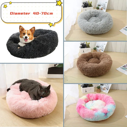 Soft Cat Bed - Plush Donut Pet Nest With Washable Corduroy Cover & Anti Slip Mat - ZOOMNSTORE
