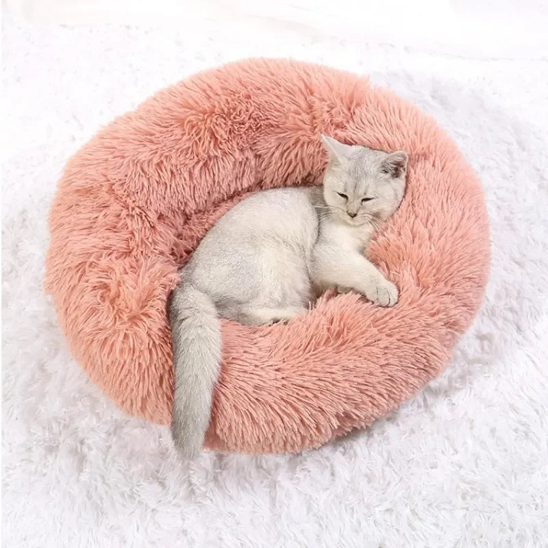 Soft Cat Bed - Plush Donut Pet Nest With Washable Corduroy Cover & Anti Slip Mat - ZOOMNSTORE