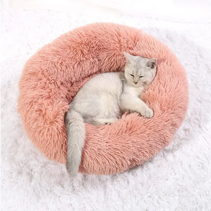Soft Cat Bed - Plush Donut Pet Nest With Washable Corduroy Cover & Anti Slip Mat - ZOOMNSTORE