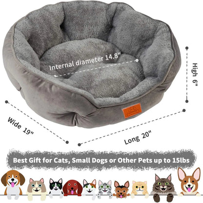 Soft Pet Bed – Washable Dog Bed with Non Slip Pet Mat, Water Resistant Grey Cushion - ZOOMNSTORE