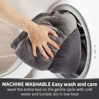 Soft Pet Bed – Washable Dog Bed with Non Slip Pet Mat, Water Resistant Grey Cushion - ZOOMNSTORE