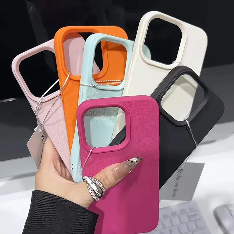 Soft Phone Case - Candy Color Lichee Pattern Shockproof Cover for iPhone 17 Pro Max - ZOOMNSTORE
