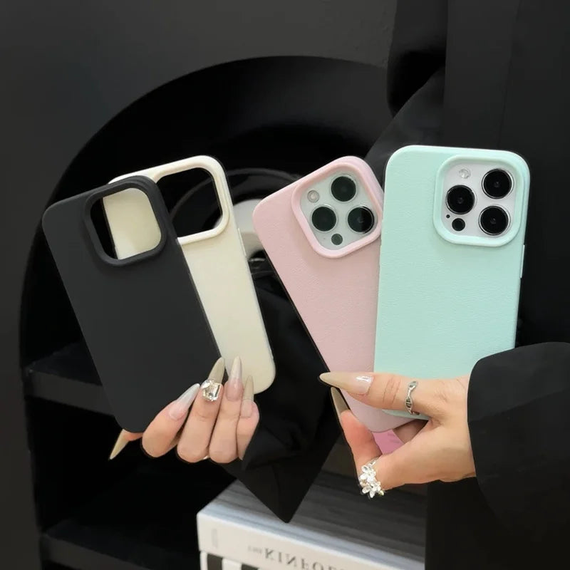 Soft Phone Case - Candy Color Lichee Pattern Shockproof Cover for iPhone 17 Pro Max - ZOOMNSTORE