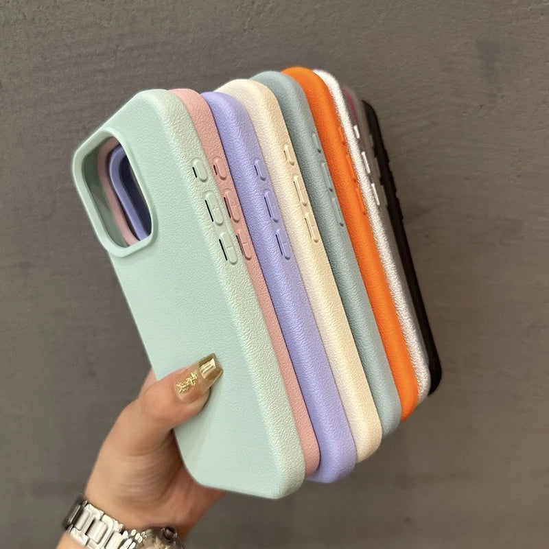 Soft Phone Case - Candy Color Lichee Pattern Shockproof Cover for iPhone 17 Pro Max - ZOOMNSTORE