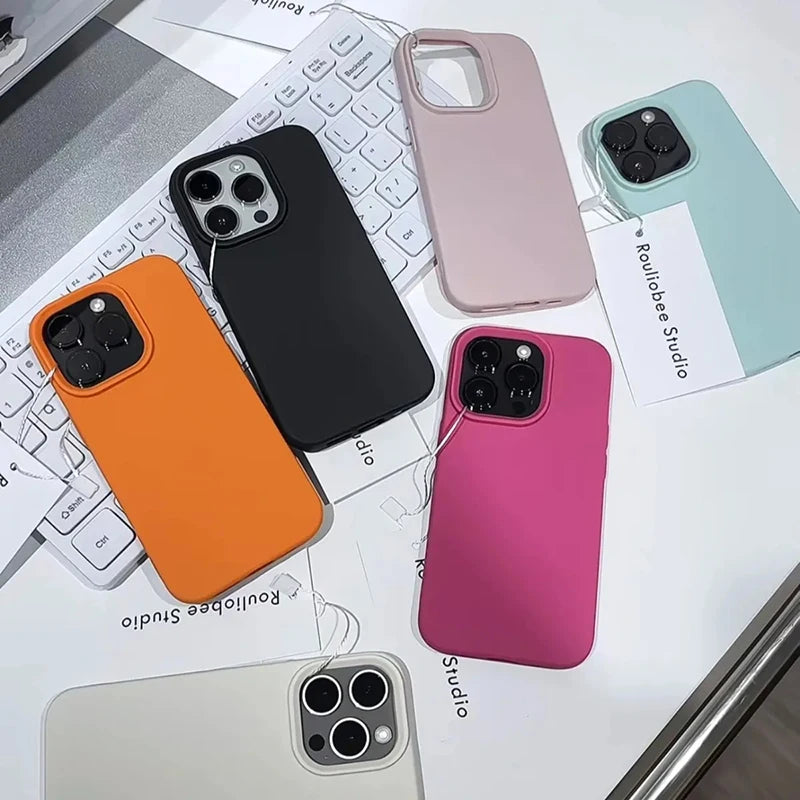 Soft Phone Case - Candy Color Lichee Pattern Shockproof Cover for iPhone 17 Pro Max - ZOOMNSTORE