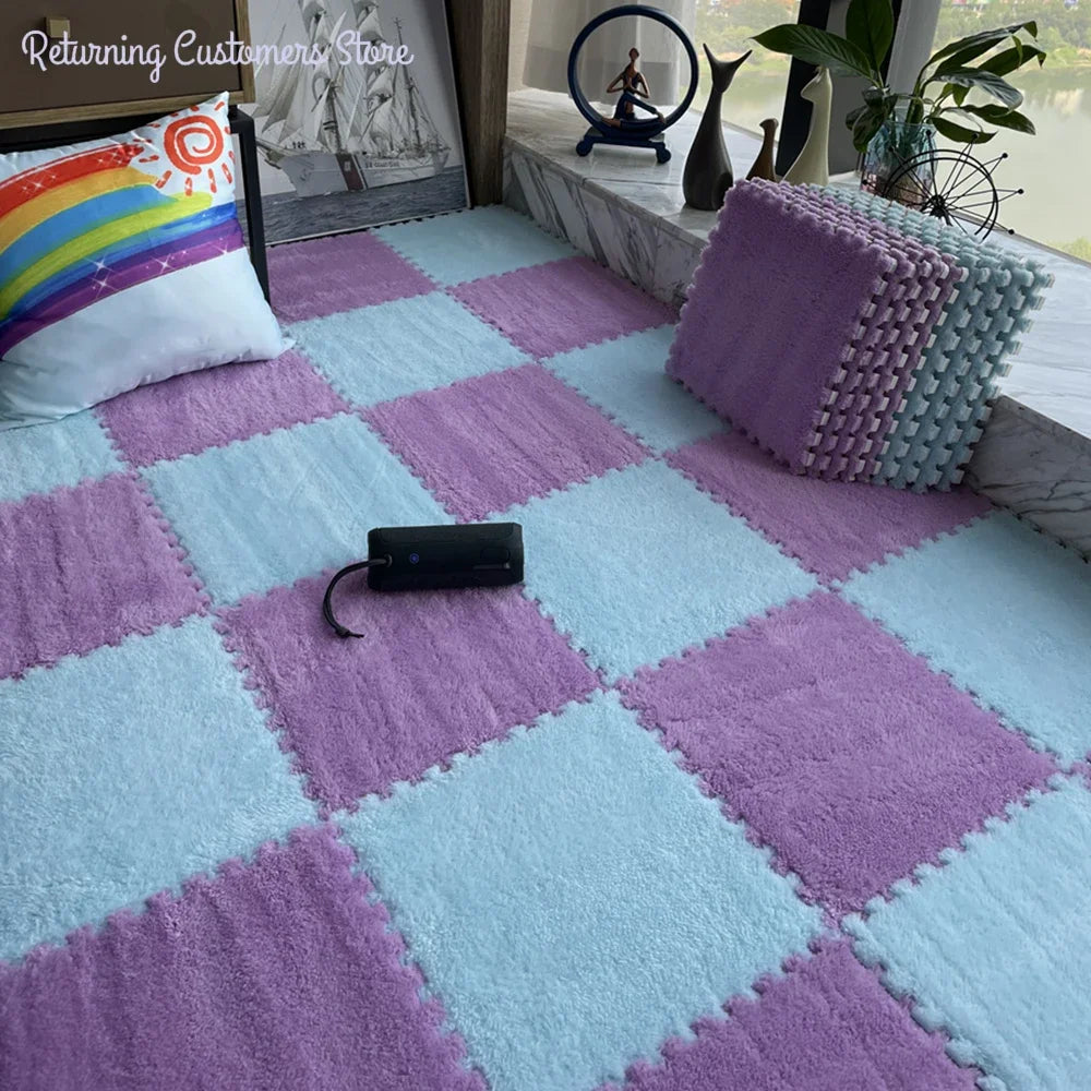Soft Plush Kids Play Mat - 30x30CM Interlocking Rug Puzzle Carpet - ZOOMNSTORE