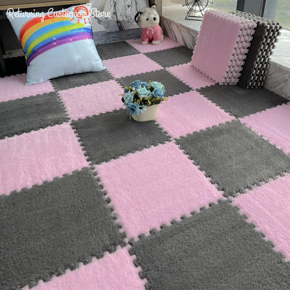 Soft Plush Kids Play Mat - 30x30CM Interlocking Rug Puzzle Carpet - ZOOMNSTORE