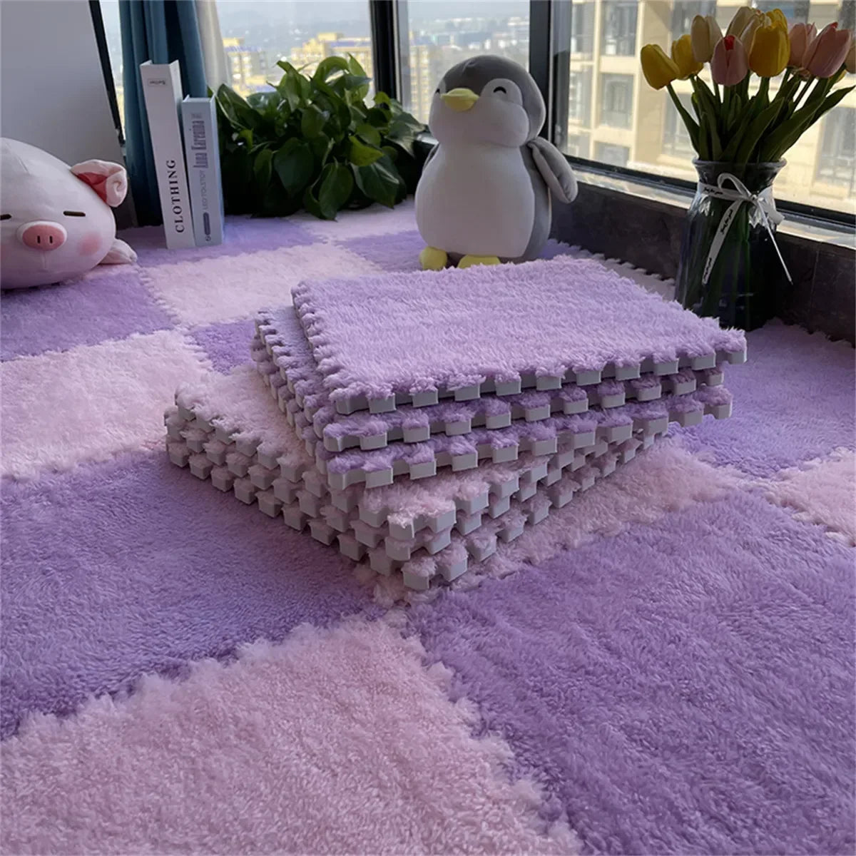 Soft Plush Kids Play Mat - 30x30CM Interlocking Rug Puzzle Carpet - ZOOMNSTORE