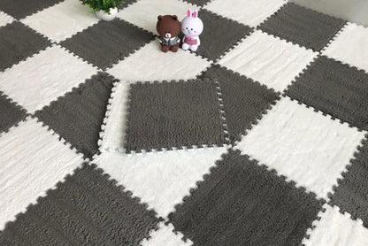Soft Plush Kids Play Mat - 30x30CM Interlocking Rug Puzzle Carpet - ZOOMNSTORE