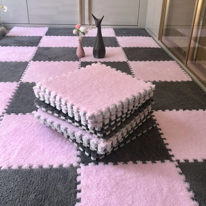 Soft Plush Kids Play Mat - 30x30CM Interlocking Rug Puzzle Carpet - ZOOMNSTORE