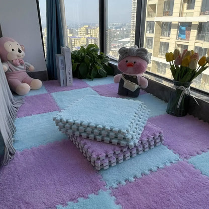 Soft Plush Kids Play Mat - 30x30CM Interlocking Rug Puzzle Carpet - ZOOMNSTORE