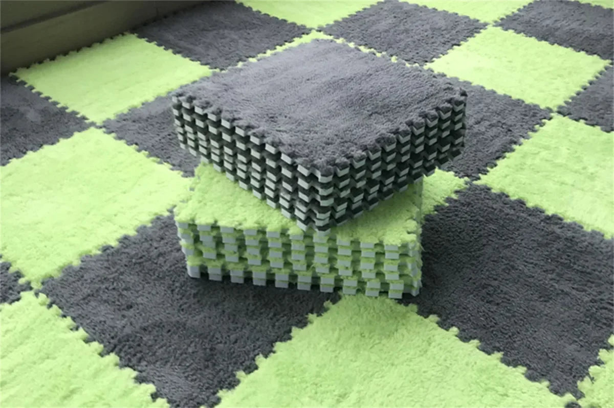 Soft Plush Kids Play Mat - 30x30CM Interlocking Rug Puzzle Carpet - ZOOMNSTORE
