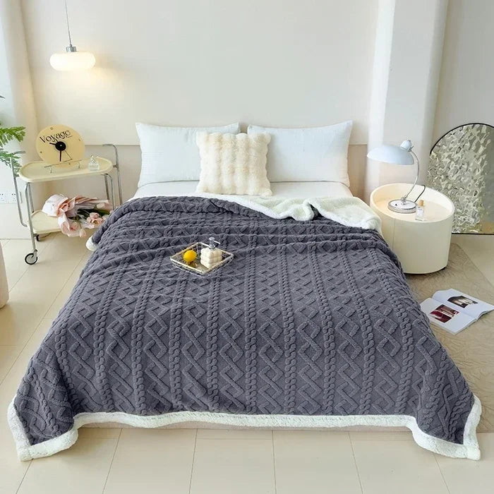 Soft Woolen Blanket - Warm Lamb Velvet Flannel Cover for Bedding Sofa and Office Use - ZOOMNSTORE
