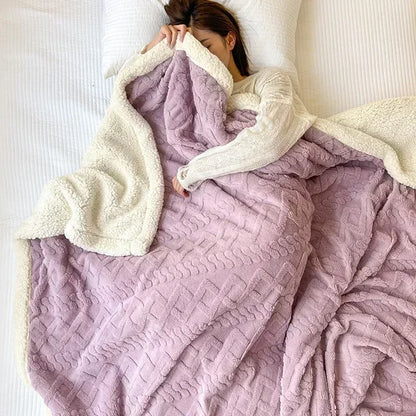 Soft Woolen Blanket - Warm Lamb Velvet Flannel Cover for Bedding Sofa and Office Use - ZOOMNSTORE