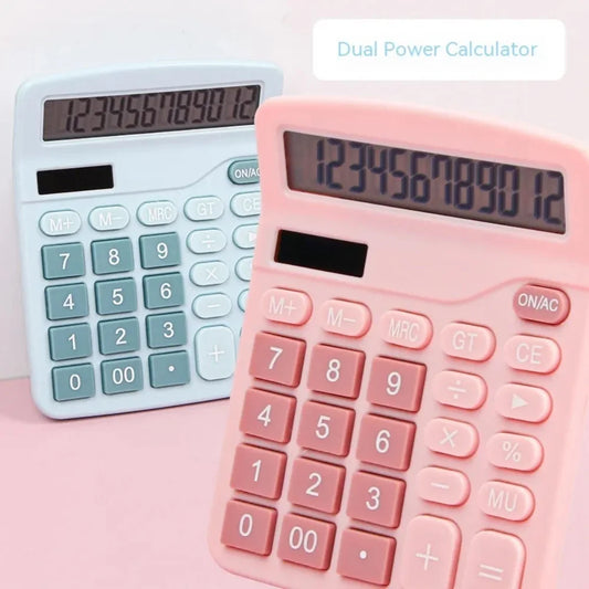 12-Digit Solar Calculator - Dual Power Supply for Home Office and School - ZOOMNSTORE