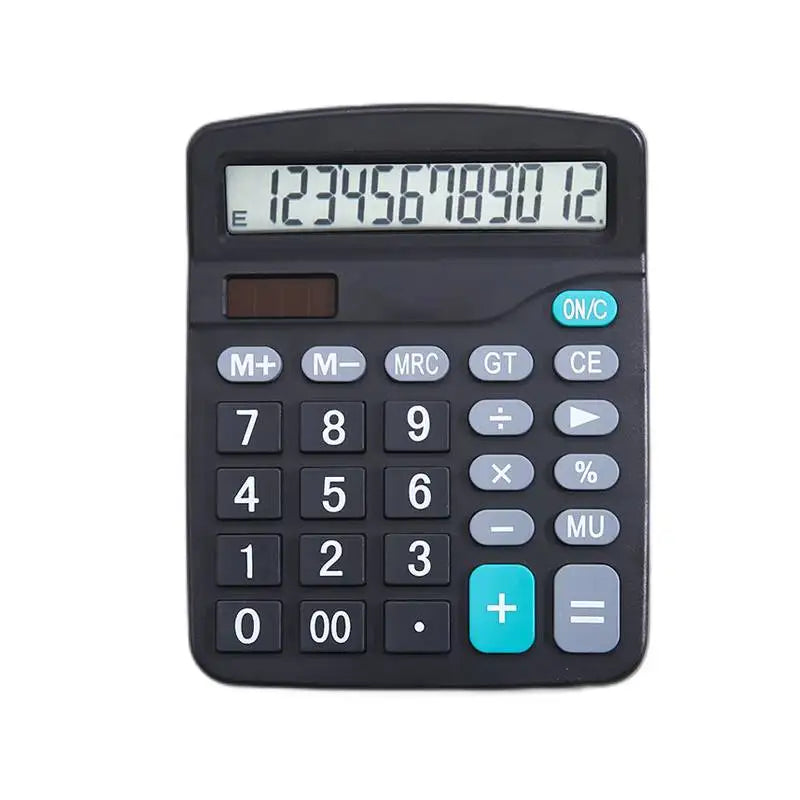 12-Digit Solar Calculator - Dual Power Supply for Home Office and School - ZOOMNSTORE