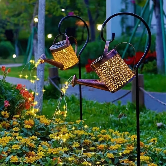 Solar Fairy Watering Can Light - Vintage Metal Garden Decor - ZOOMNSTORE