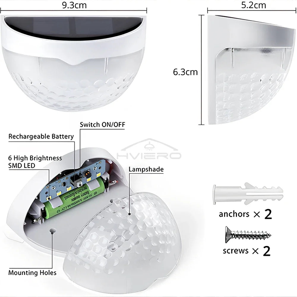 LED Solar Waterproof Fence Lamp - Outdoor Wall Decorative Light Warm White - ZOOMNSTORE