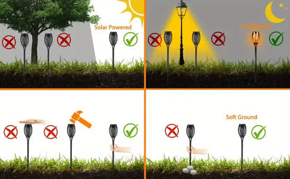Solar Flame Torch Lights - Waterproof LED Outdoor Landscape Lamps for Garden  Halloween Decor - ZOOMNSTORE