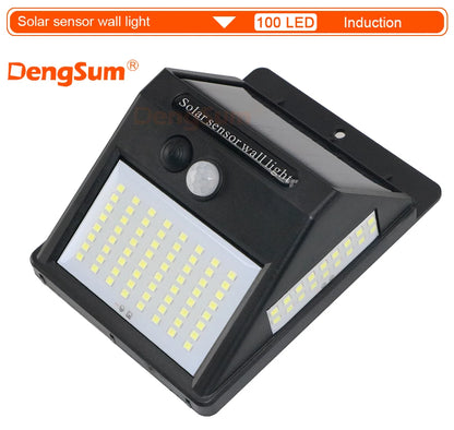 PIR Motion Sensor 100LED Sunlight control 3 sided Solar Energy Street light Yard Path Home Garden Solar Power lamp Wall Light - ZOOMNSTORE
