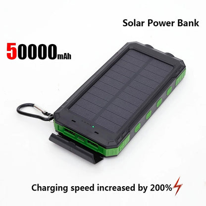 ONEPLUS 50000mAh Solar Power Bank Portable Charging Poverbank External Battery Charger Strong Light LDE Light for iphone Samsung - ZOOMNSTORE