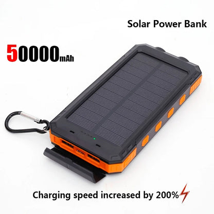 ONEPLUS 50000mAh Solar Power Bank Portable Charging Poverbank External Battery Charger Strong Light LDE Light for iphone Samsung - ZOOMNSTORE