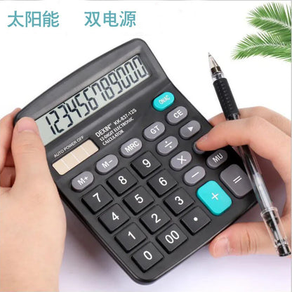 Solar Powered Calculator - 12 Digit Dual Power Supply for Accounting - ZOOMNSTORE