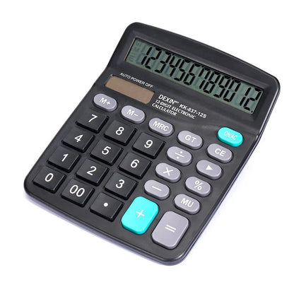 Solar Powered Calculator - 12 Digit Dual Power Supply for Accounting - ZOOMNSTORE