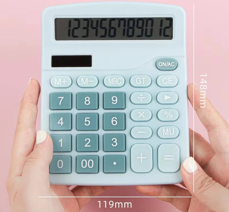 Solar Powered Calculator - 12 Digit Dual Power Supply for Accounting - ZOOMNSTORE