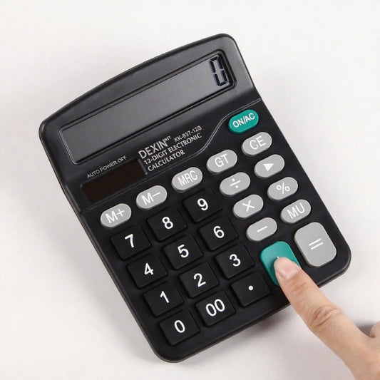 Solar Powered Calculator - 12 Digit Dual Power Supply for Accounting - ZOOMNSTORE