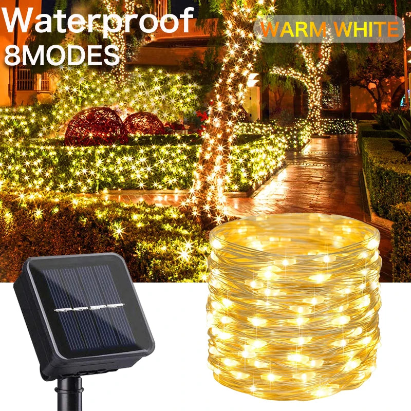1000LED Solar Fairy String Lights - Waterproof Outdoor Christmas Garland for Garden Party 100M50M10M5M - ZOOMNSTORE