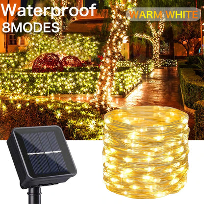 1000LED Solar Fairy String Lights - Waterproof Outdoor Christmas Garland for Garden Party 100M50M10M5M - ZOOMNSTORE