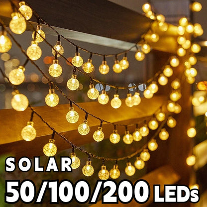 Solar Crystal Globe LED String Lights - IP65 Outdoor Fairy Lights for Garden Party Decor - ZOOMNSTORE