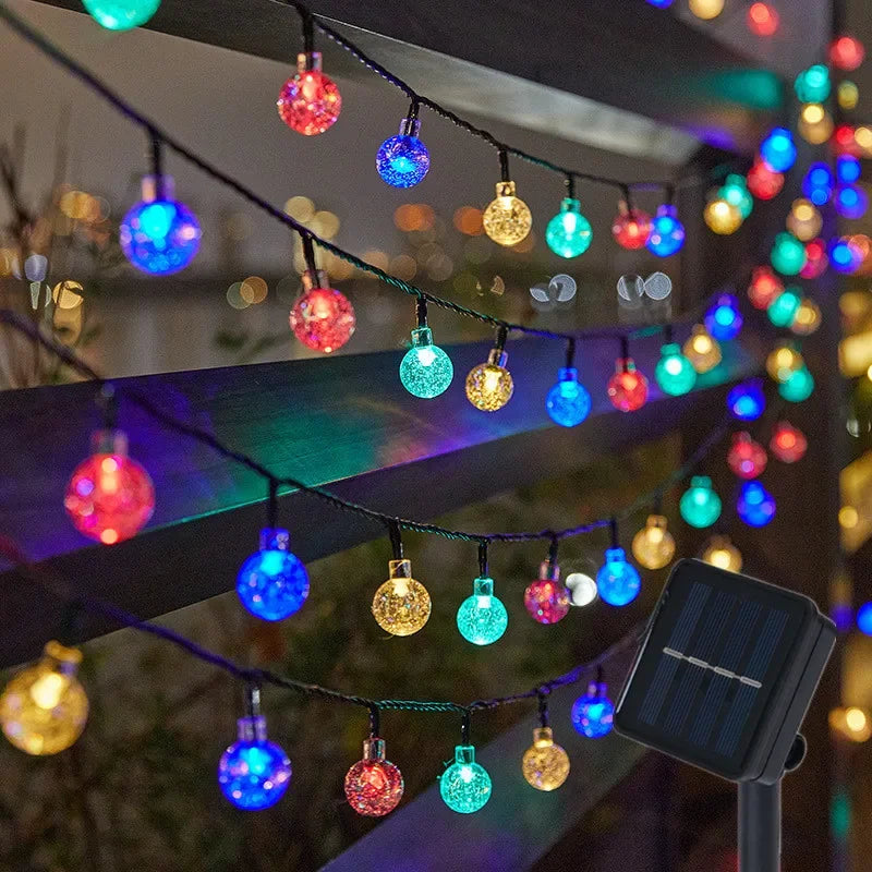 Solar Crystal Globe LED String Lights - IP65 Outdoor Fairy Lights for Garden Party Decor - ZOOMNSTORE
