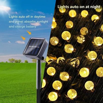 Solar Crystal Globe LED String Lights - IP65 Outdoor Fairy Lights for Garden Party Decor - ZOOMNSTORE