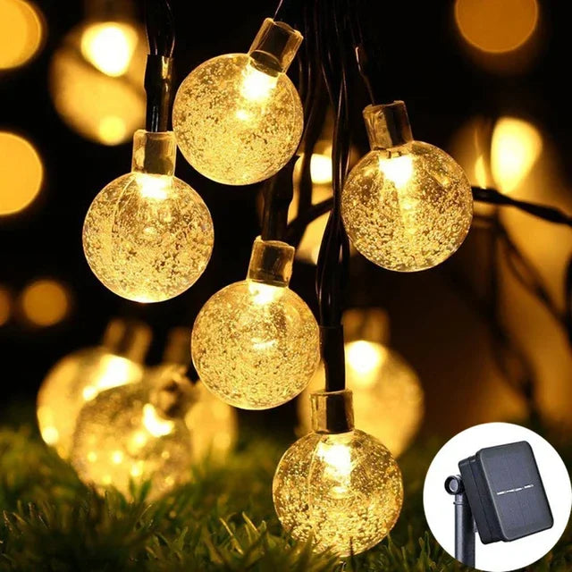 Solar Crystal Globe LED String Lights - IP65 Outdoor Fairy Lights for Garden Party Decor - ZOOMNSTORE