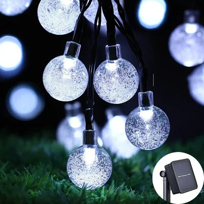 Solar Crystal Globe LED String Lights - IP65 Outdoor Fairy Lights for Garden Party Decor - ZOOMNSTORE