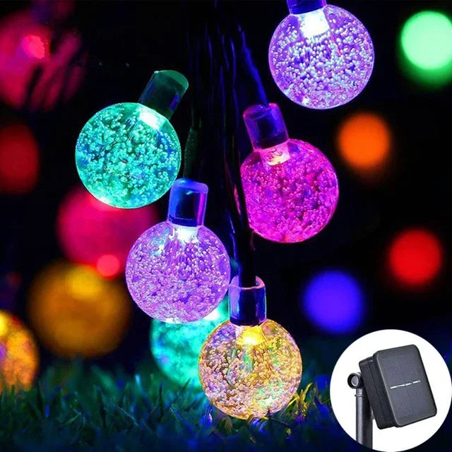Solar Crystal Globe LED String Lights - IP65 Outdoor Fairy Lights for Garden Party Decor - ZOOMNSTORE