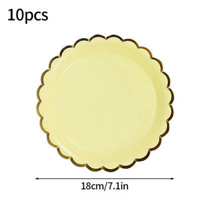 Solid Color Disposable Tableware - Pink  Blue Baby Shower  Birthday Party Supplies - ZOOMNSTORE