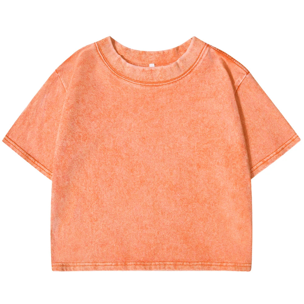Solid Color Slim Fit Womens Cotton T-Shirt - Casual Short Sleeve Retro Tee - ZOOMNSTORE