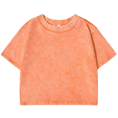 Solid Color Slim Fit Womens Cotton T-Shirt - Casual Short Sleeve Retro Tee - ZOOMNSTORE