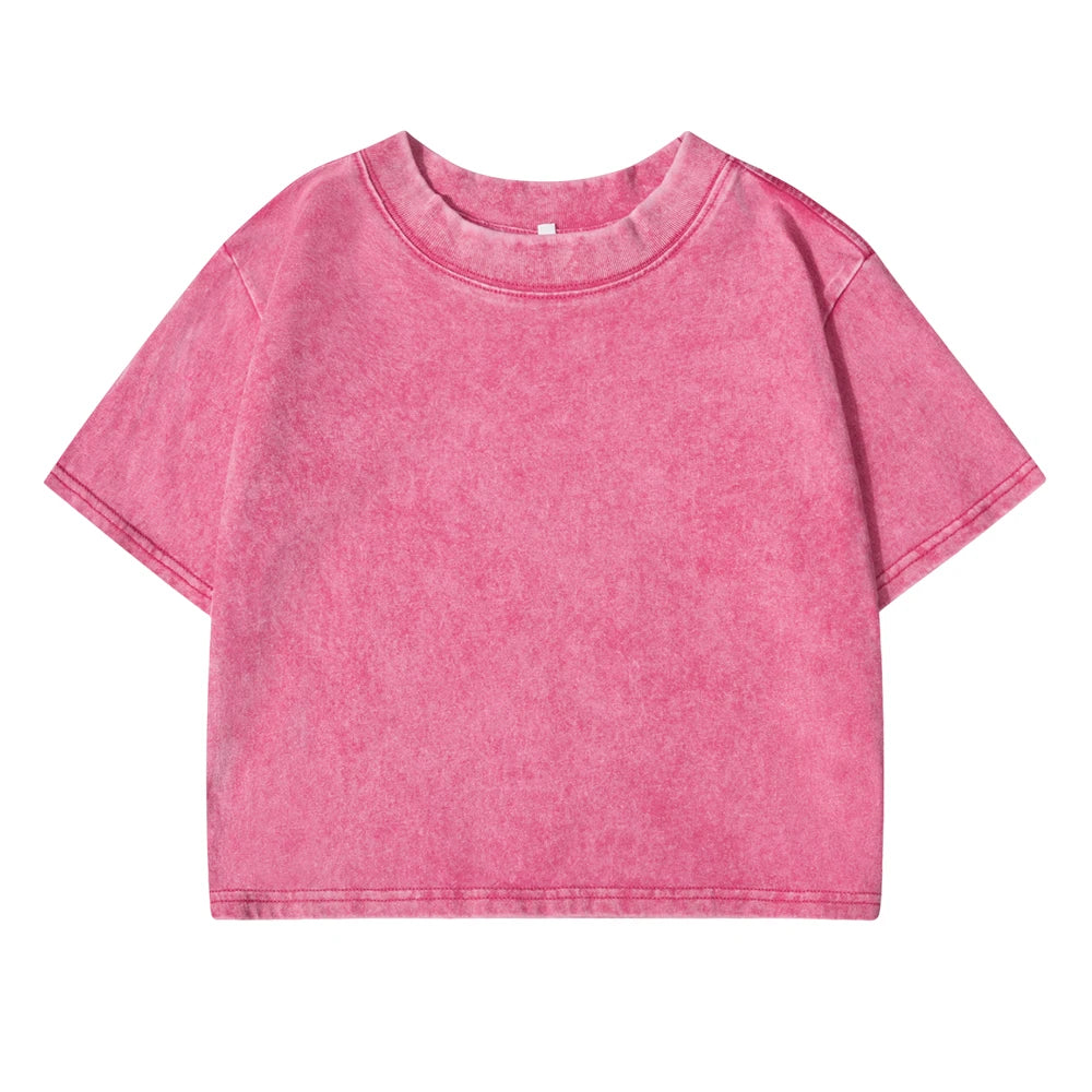 Solid Color Slim Fit Womens Cotton T-Shirt - Casual Short Sleeve Retro Tee - ZOOMNSTORE