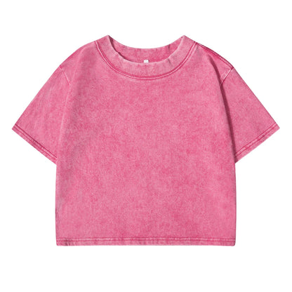 Solid Color Slim Fit Womens Cotton T-Shirt - Casual Short Sleeve Retro Tee - ZOOMNSTORE