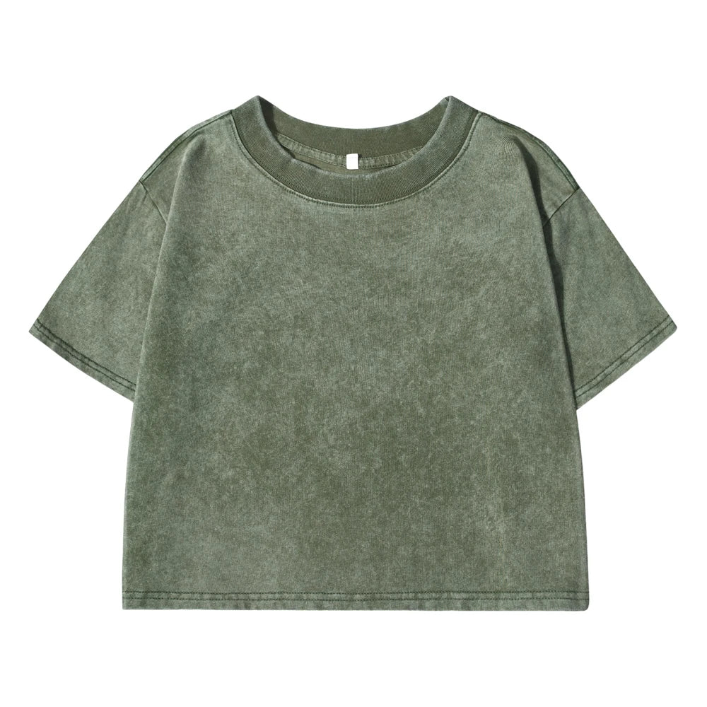 Solid Color Slim Fit Womens Cotton T-Shirt - Casual Short Sleeve Retro Tee - ZOOMNSTORE